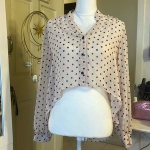 Pooka Dot Crop top in the front, conservative In The back.  sexy blouse !